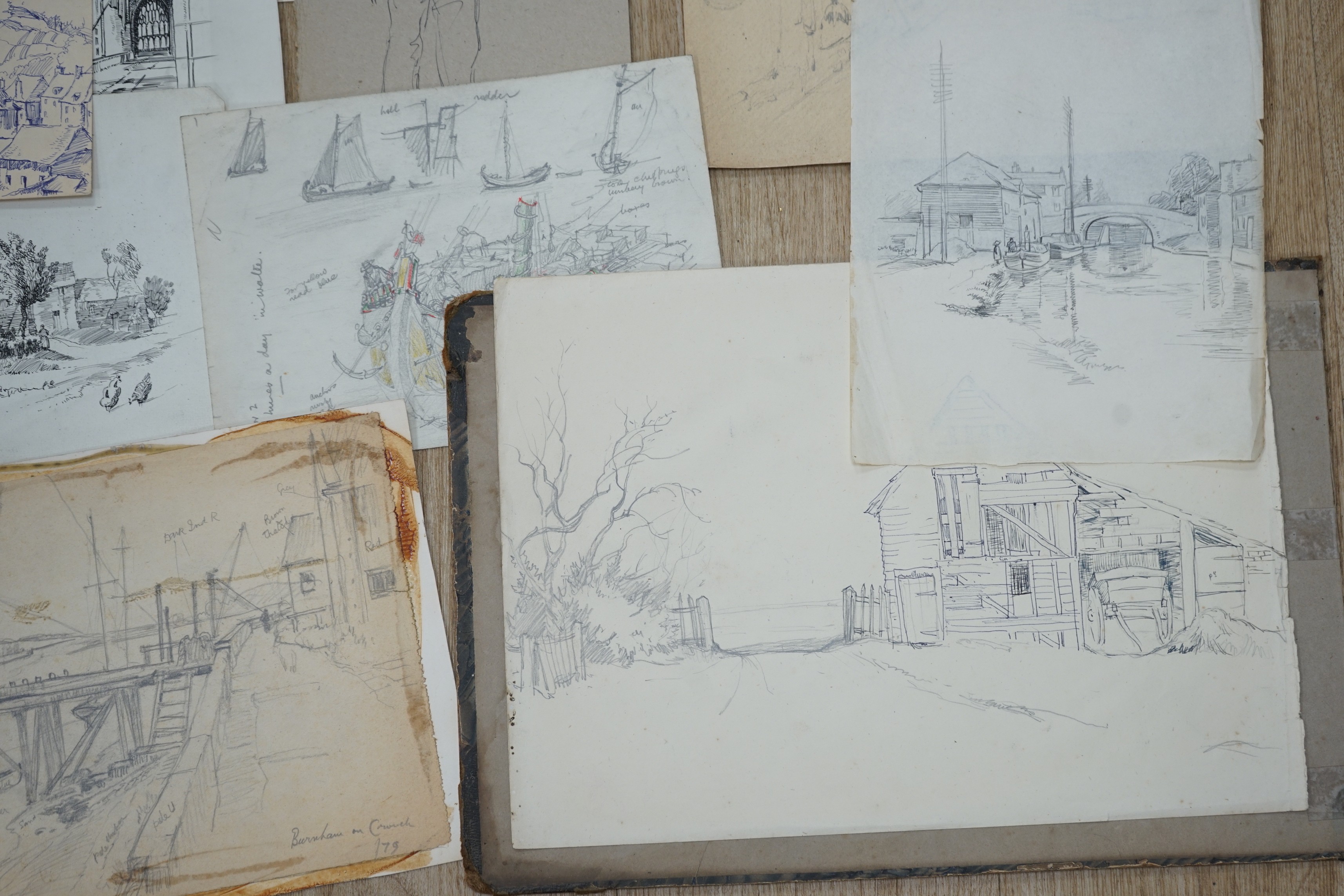 A folio of assorted drawings and watercolours, 18th century and later